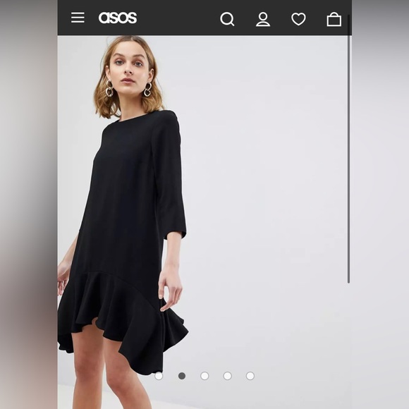 River Island Dresses & Skirts - River Island River 3/4 Sleeve Hanky Hem Swing Dress, black, size US 8/ UK 12